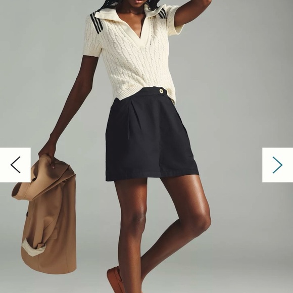 Anthropology Maeve Cable-Knit Polo Sweater Tee - Picture 1 of 6